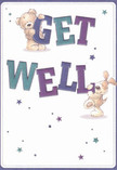 The vibrant illustration on this get well card emanates cheerful optimism, echoing the warm, close-knit spirit of Cockfosters. Two adorable creatures-a plush teddy bear and a spunky puppy-dance amidst the bold, colourful letters spelling 'Get Well,' their fur so softly drawn you can almost feel their comforting presence. Indigo and teal hues energise the text, set against an inviting creamy background that mirrors the clean, hopeful start of a fresh floral arrangement from a Cockfosters florist. Twinkling stars in various shades of blue and purple scatter across the card, as if casting gentle wishes beneath the night sky over nearby Oakwood. The detailed brushwork in the characters' features and playful interactions conveys pure goodwill, wrapped in innocence and heartfelt sincerity. Just like a thoughtfully delivered bouquet evokes solace and renewal, this card delivers a visual message intended to uplift and restore, ensuring the recipient feels deeply cared for by the Cockfosters community.
